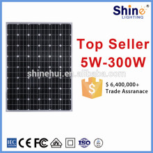 Monocristalino Silicon Material 1640 * 992 * 40mm Tamanho preço barato sistema de painel solar 250 watt
